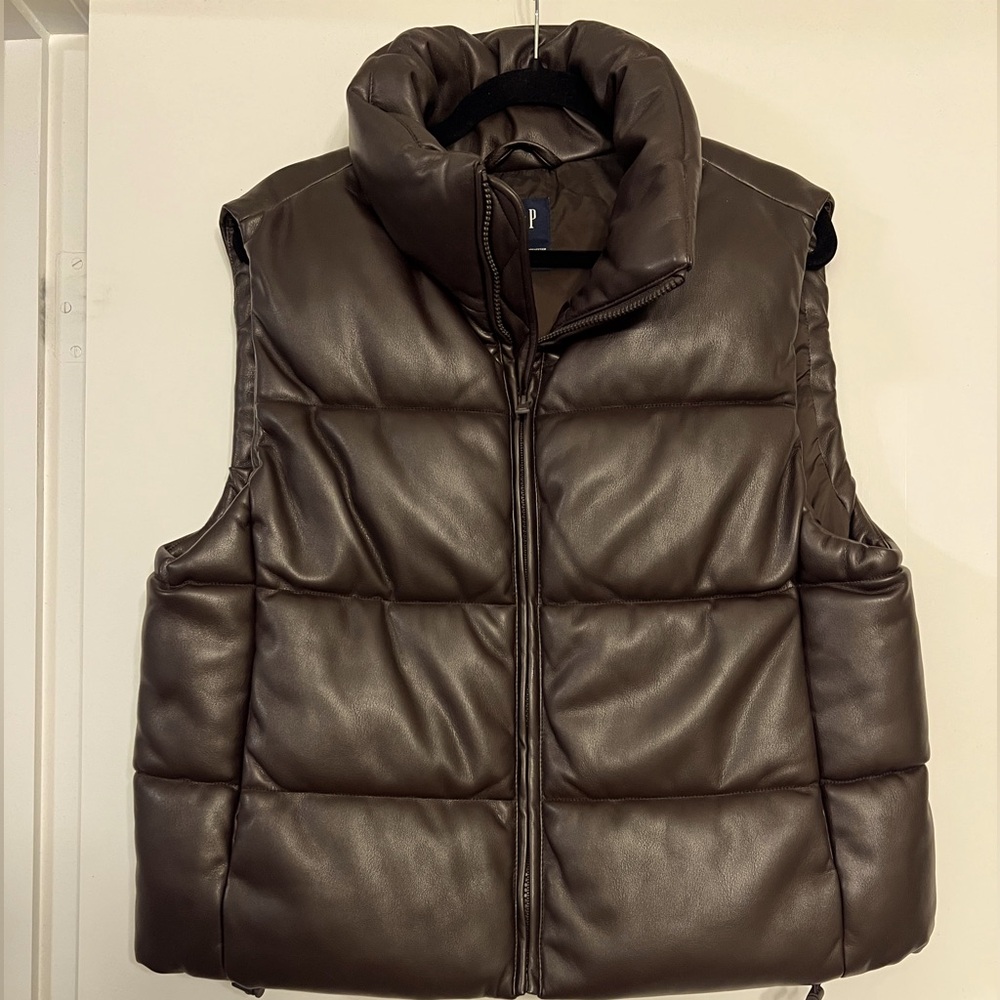 Gap Vegan leather puffer vest